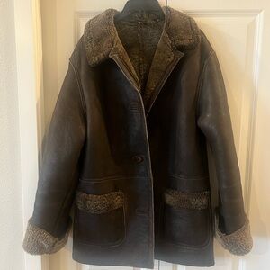 Faux Suede Brown Shearling Women's Coat